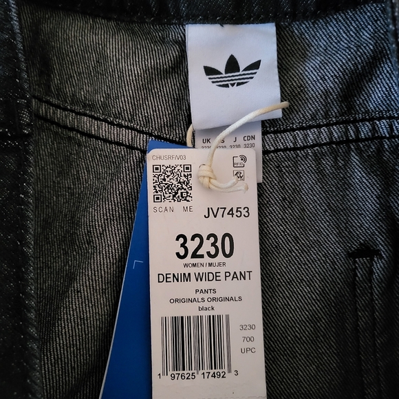 Adidas Originals Womens Denim Wide Leg Track Pants JV7453 Black Size 32